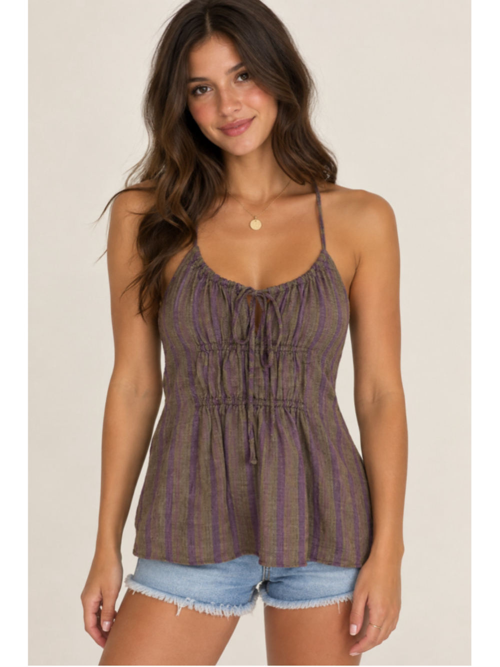 Joie Deandra Linen Striped Top - Lavender Mist Multi - Size S NWT